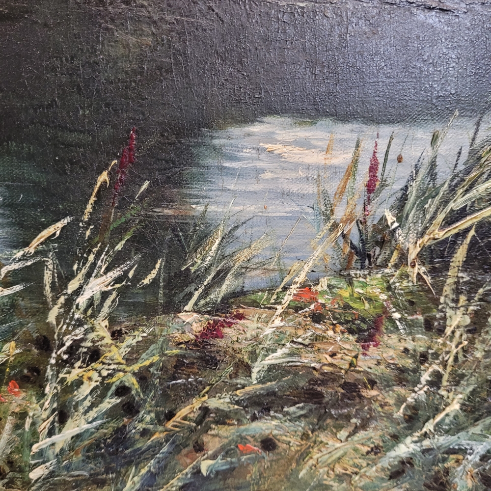Antonio Cánovas del Castillo y Vallejo, “Paisaje fluvial”, firmado Vascano, España, principios del siglo XX