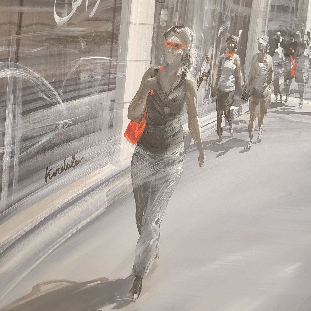 Kerdalo, “Faubourg Saint-Honoré, París”, acrílico sobre lienzo, Francia, siglo XXI