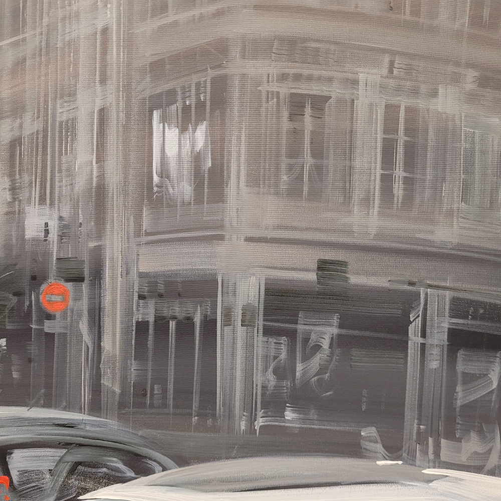 Kerdalo, “Faubourg Saint-Honoré, París”, acrílico sobre lienzo, Francia, siglo XXI