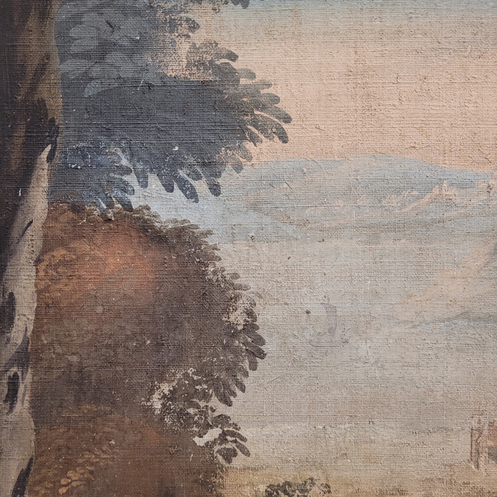 Pintura al agua sobre lino, “Duelo de caballeros”, escuela francesa, siglo XVIII