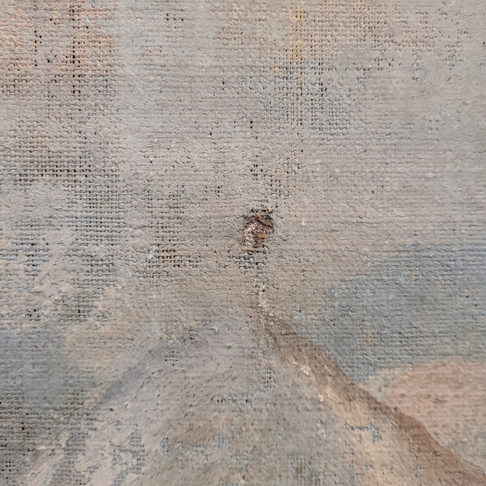 Pintura al agua sobre lino, “Duelo de caballeros”, escuela francesa, siglo XVIII