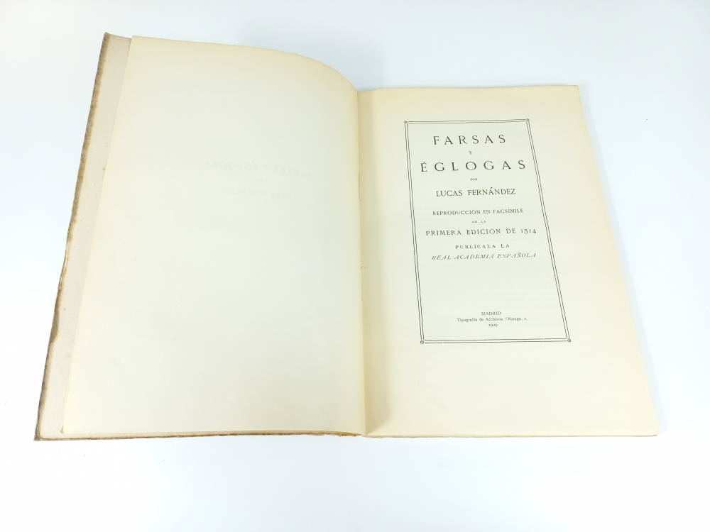 Farsas y Eglogas, Lucas Fernández, RAE, Facsímil, 1929