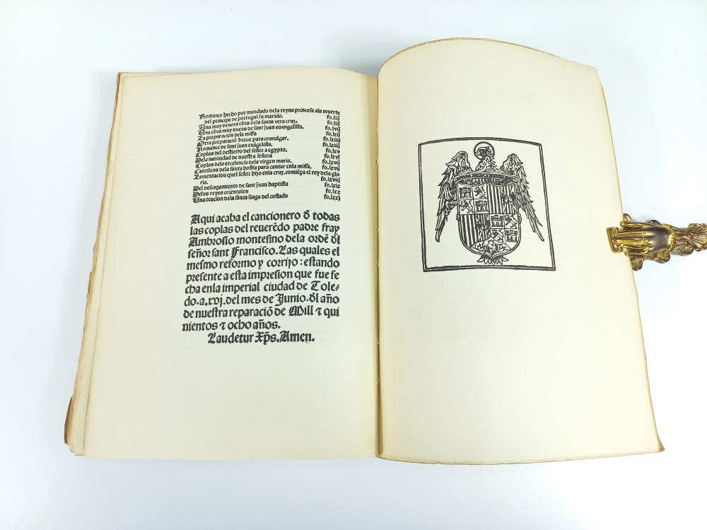 Fray Ambrosio Montesino, Cancionero, Toledo 1508, Facsímil numerado, Cieza, 1964