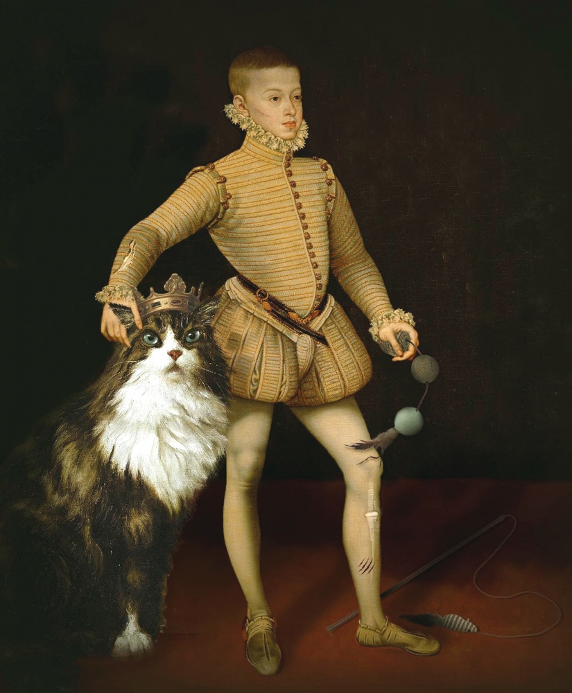 Kerstin Jedwill, fotografía digital, rey con gato, 2022