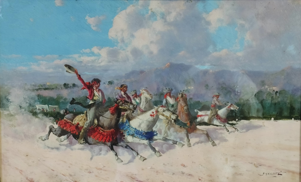 La Romería o Jinetes Gitanos, seguidor de Baldomero Galofré, óleo sobre lienzo, España, siglos XIX-XX