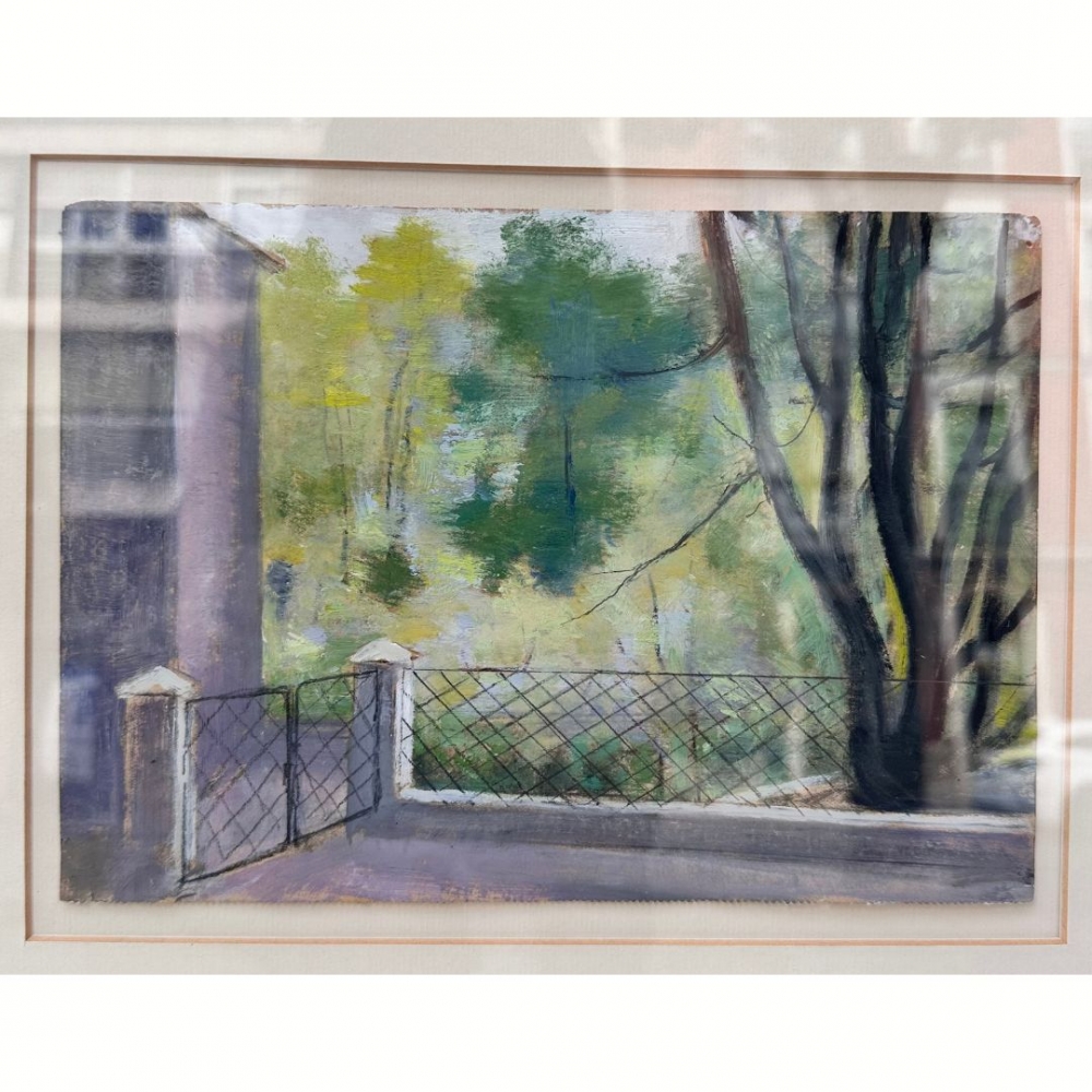 Timoteo Pérez Rubio, “Paisaje de Brasil”, técnica mixta sobre tabla, Brasil, siglo XX