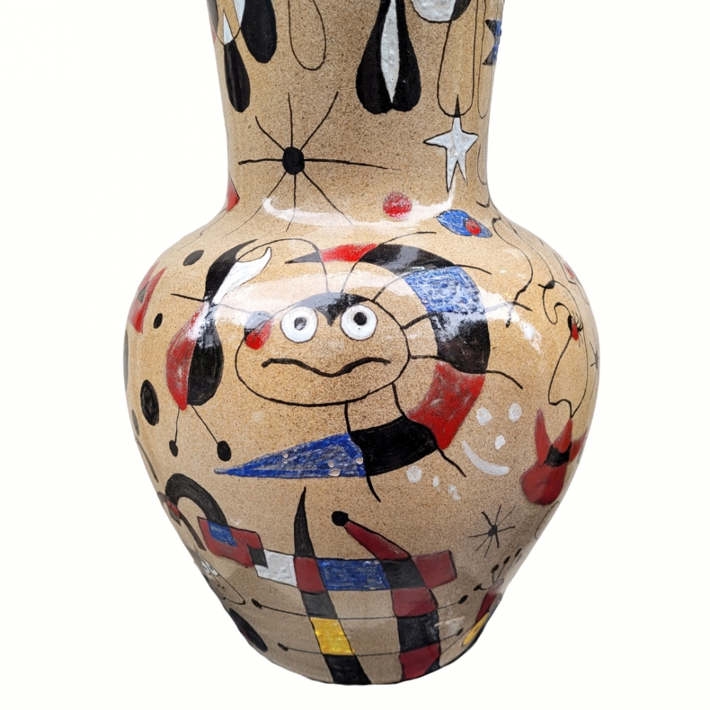 Jarrón “Miró”, cerámica vidriada, firmado Renata, España, 1993