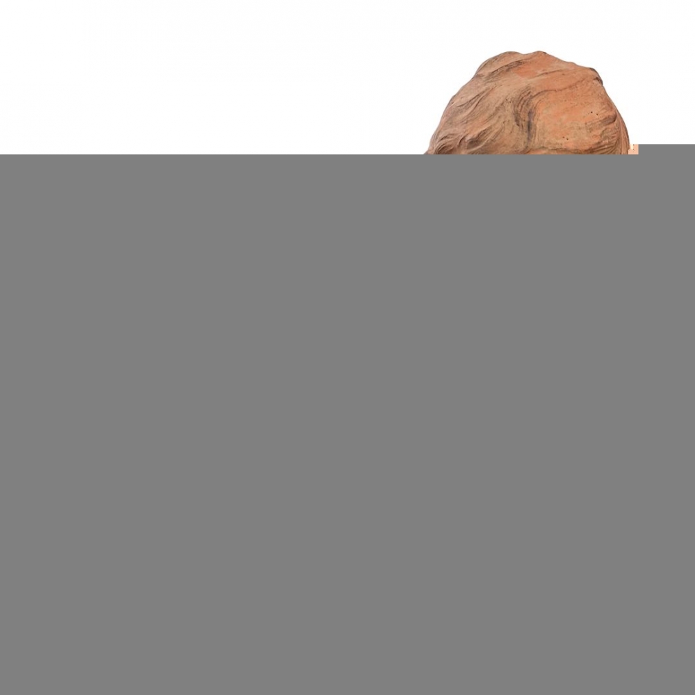 Léon Dufrène, escultura “Putto sobre piel de león” en terracota, circa 1900, Francia