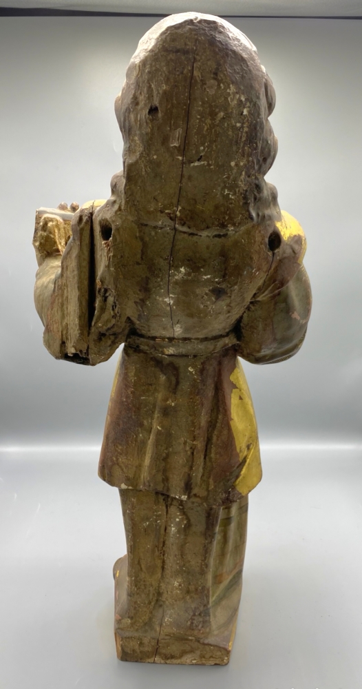 Escultura en madera policromada, ángel músico del siglo XVIII