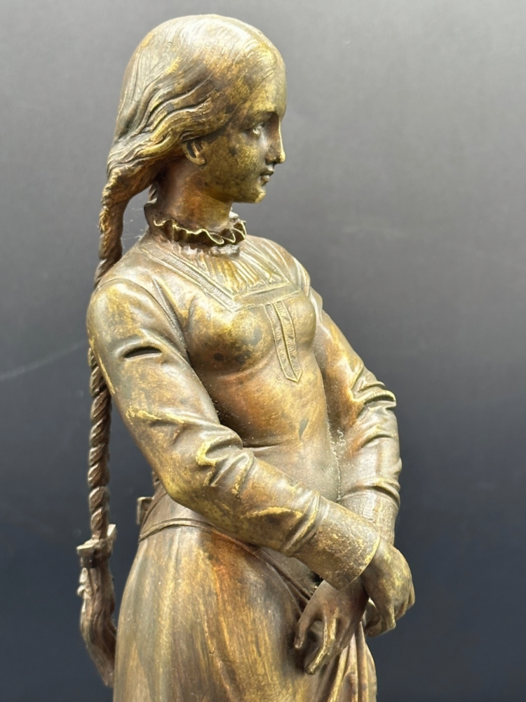  Escultura francesa de Joven en bronce, firmada P. Duboy