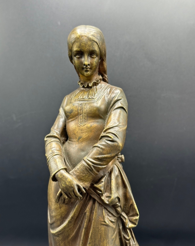  Escultura francesa de Joven en bronce, firmada P. Duboy