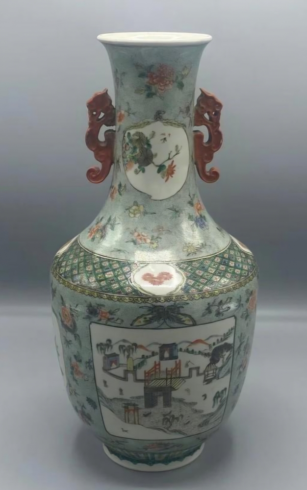 Jarron de porcelana china, familia verde 