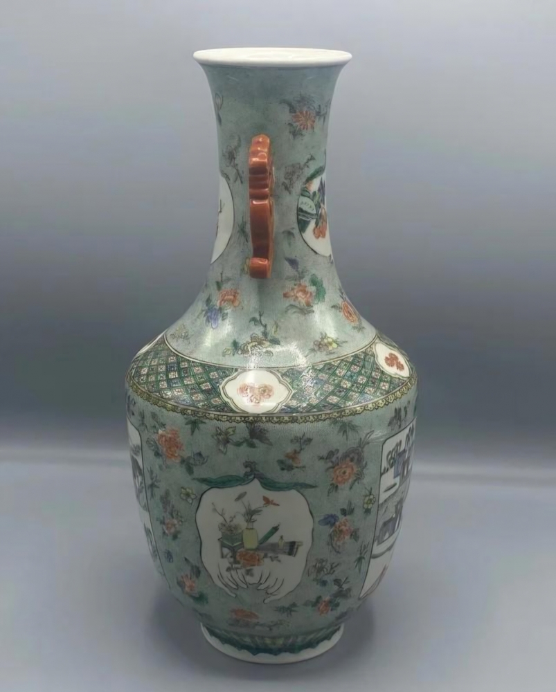Jarron de porcelana china, familia verde 