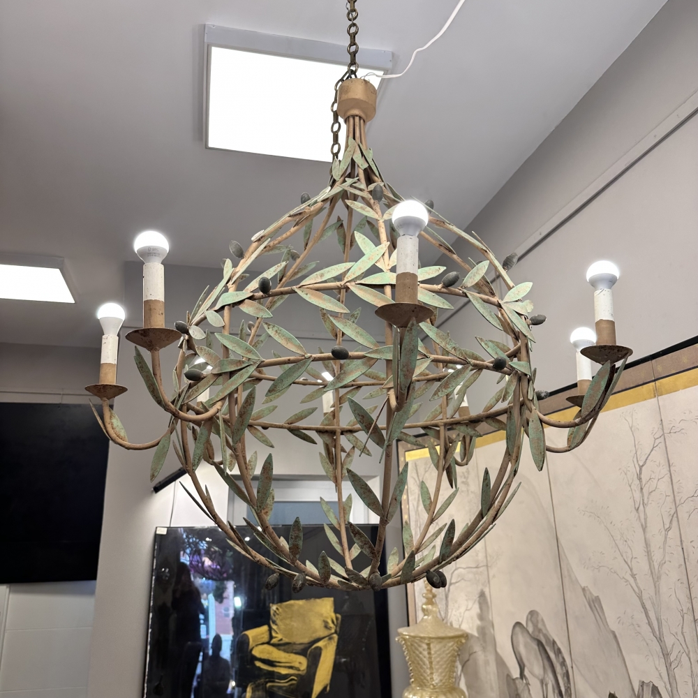 Lámpara globo, hojas de olivo, siguiendo Maison Baguès, Francia, mid-century, años 70