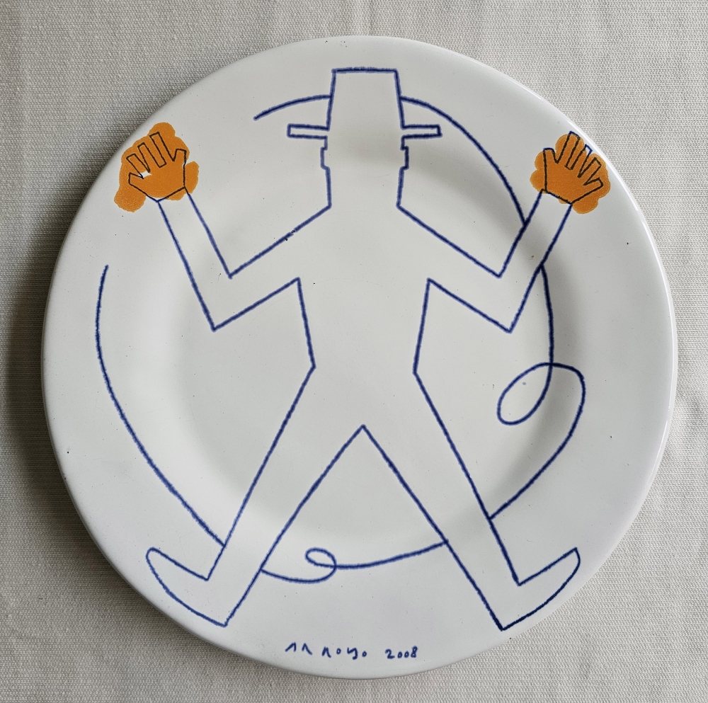 Colección completa 4 platos de cerámica, Eduardo Arroyo, \"Deshollinador\", edición limitada, 2008