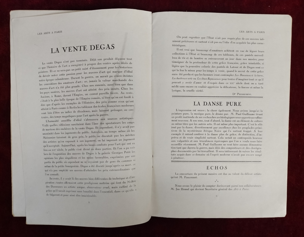Les Arts à Paris. Actualités Critiques & Littèraires, Núm. 2, Director Paul Guillaume, Paris, 1918. 