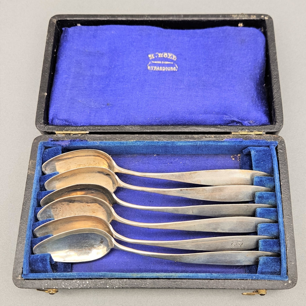 6 cucharas de café Biedermeier, plata, 1820 - 1850