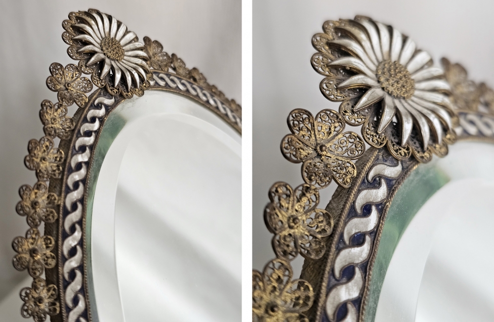 Espejo de tocador o mesa antiguo art nouveau, c. 1900