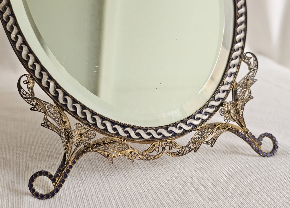 Espejo de tocador o mesa antiguo art nouveau, c. 1900