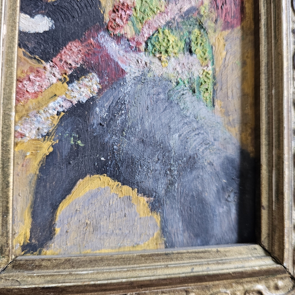 Óleo sobre tablilla, escena taurina, escuela española fauvista / postimpresionista, siglo XX