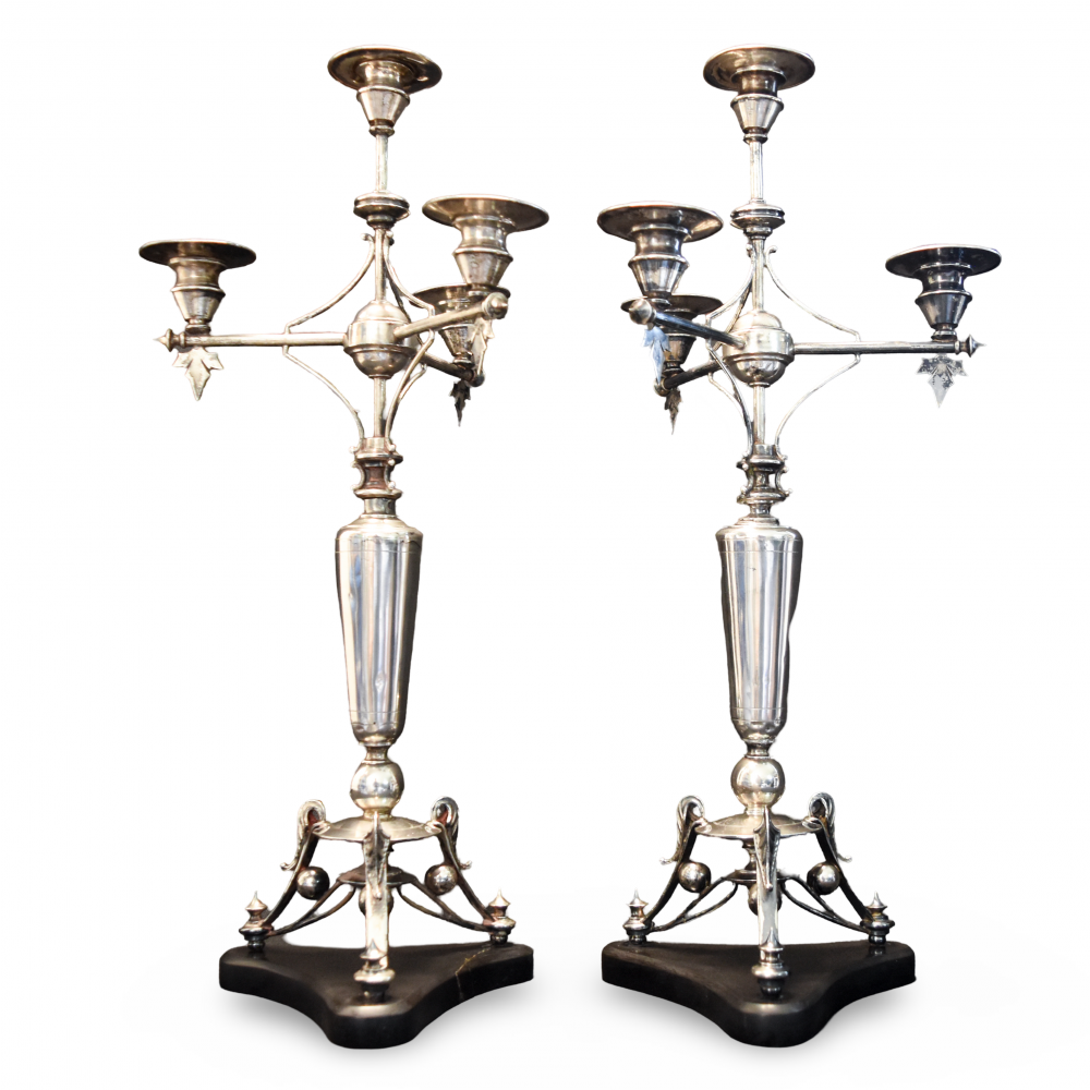 Candelabros isabelinos de plata, Rovira, Barcelona, siglo XIX