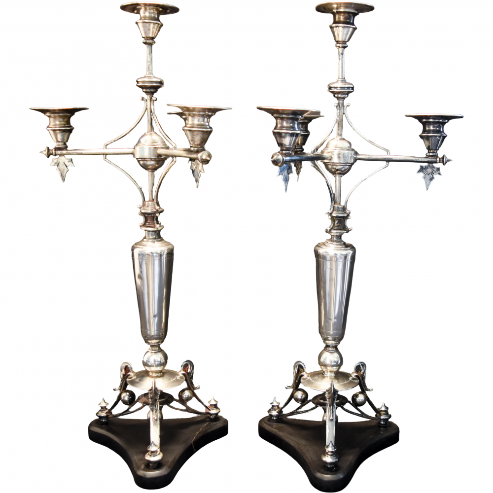 Candelabros isabelinos de plata, Rovira, Barcelona, siglo XIX