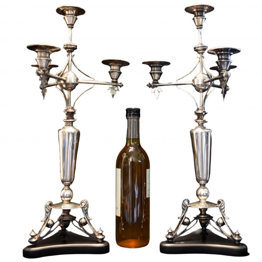 Candelabros isabelinos de plata, Rovira, Barcelona, siglo XIX