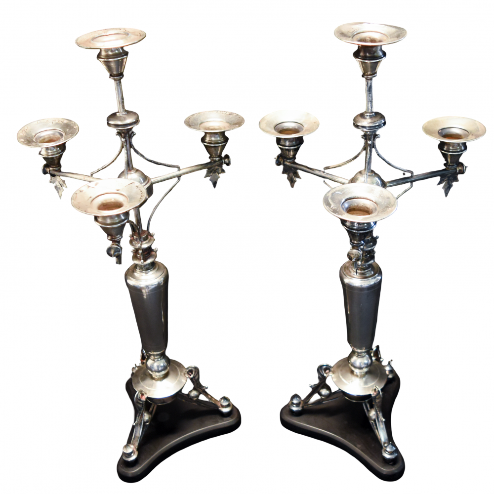 Candelabros isabelinos de plata, Rovira, Barcelona, siglo XIX