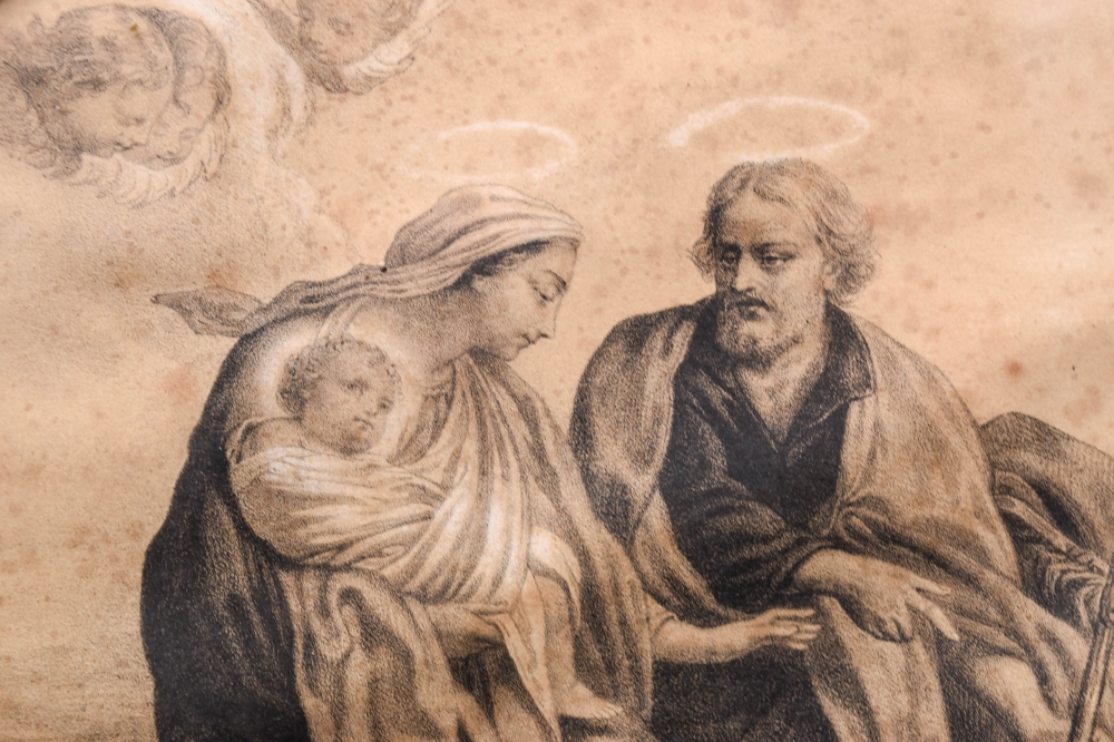 Estampa religiosa, \"Huida a Egipto\", siglo XIX