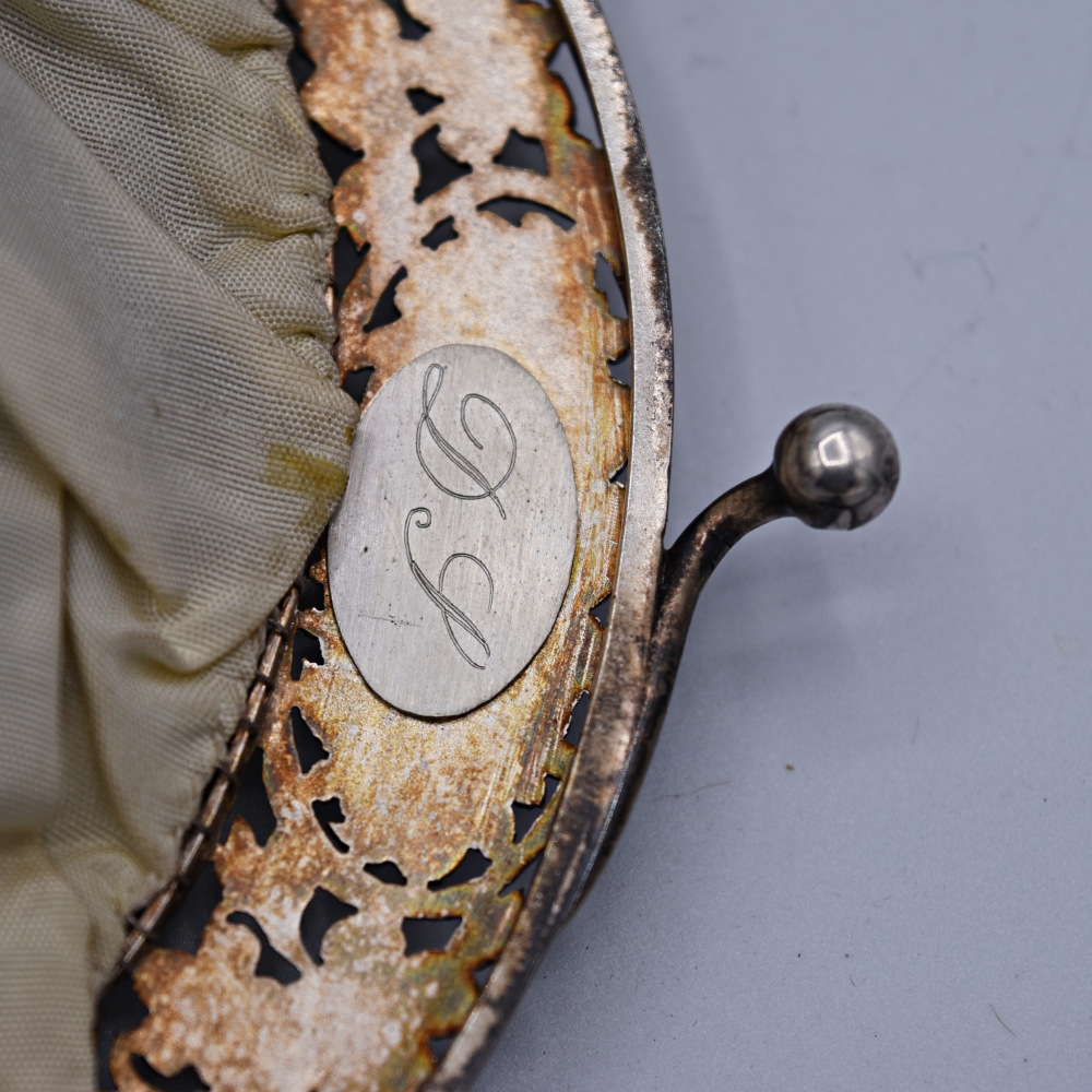 Bolso de malla de plata alemana, Eduardiano - Art Decó