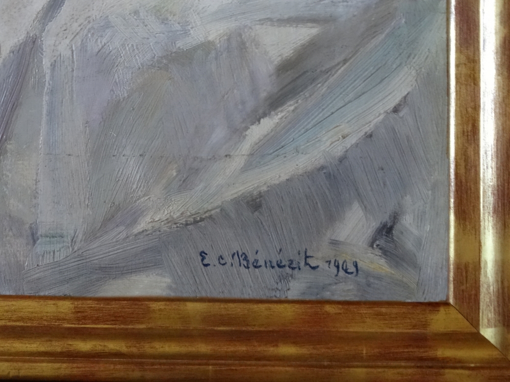 Emmanuel Charles Bénézit, pintura, desnudo de mujer sobre cama, 1929