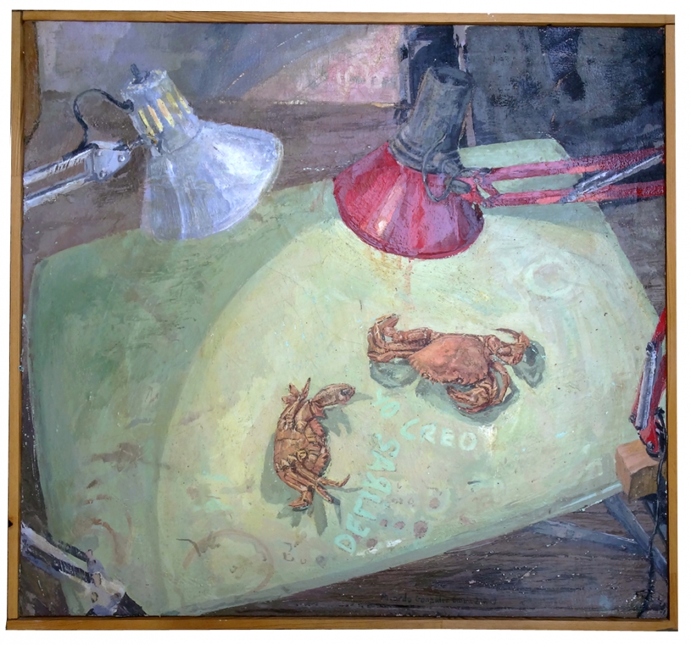 Ricardo González, pintura realista, bodegón con nécoras, 2000