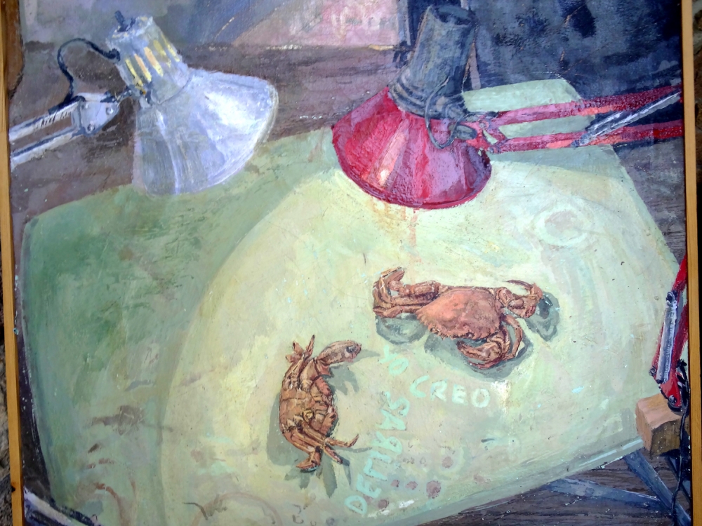 Ricardo González, pintura realista, bodegón con nécoras, 2000