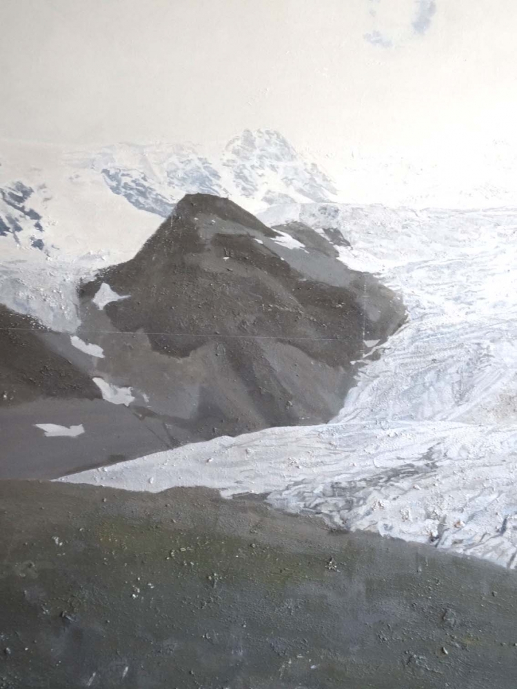 Alessandro Taiana, pintura realista, paisaje montaña con nieve, 2003
