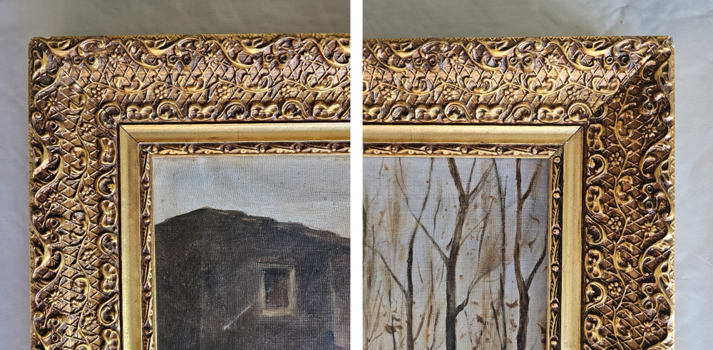 Paisaje costumbrista catalán, pintura al óleo, siglo XIX-XX