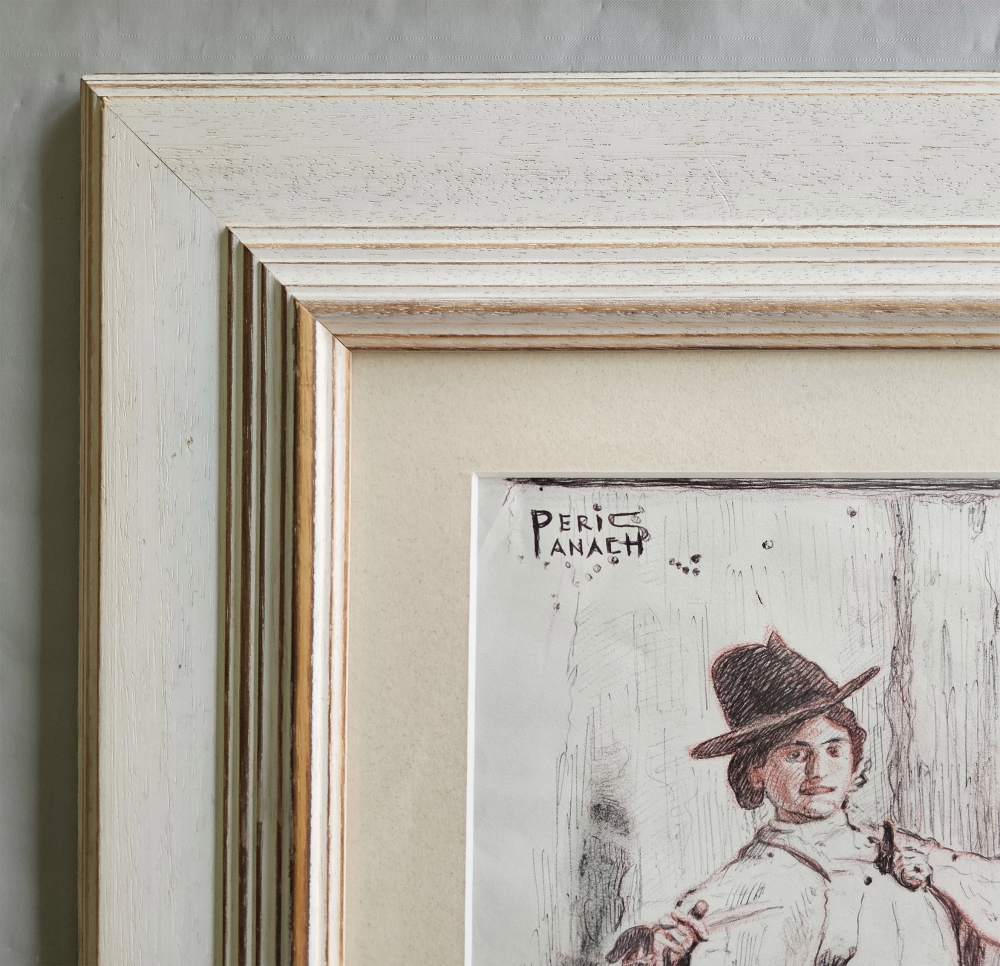 José Peris Aragó y Pepe Peris Panach, dibujo costumbrista original, escuela valenciana, mediados del siglo XX