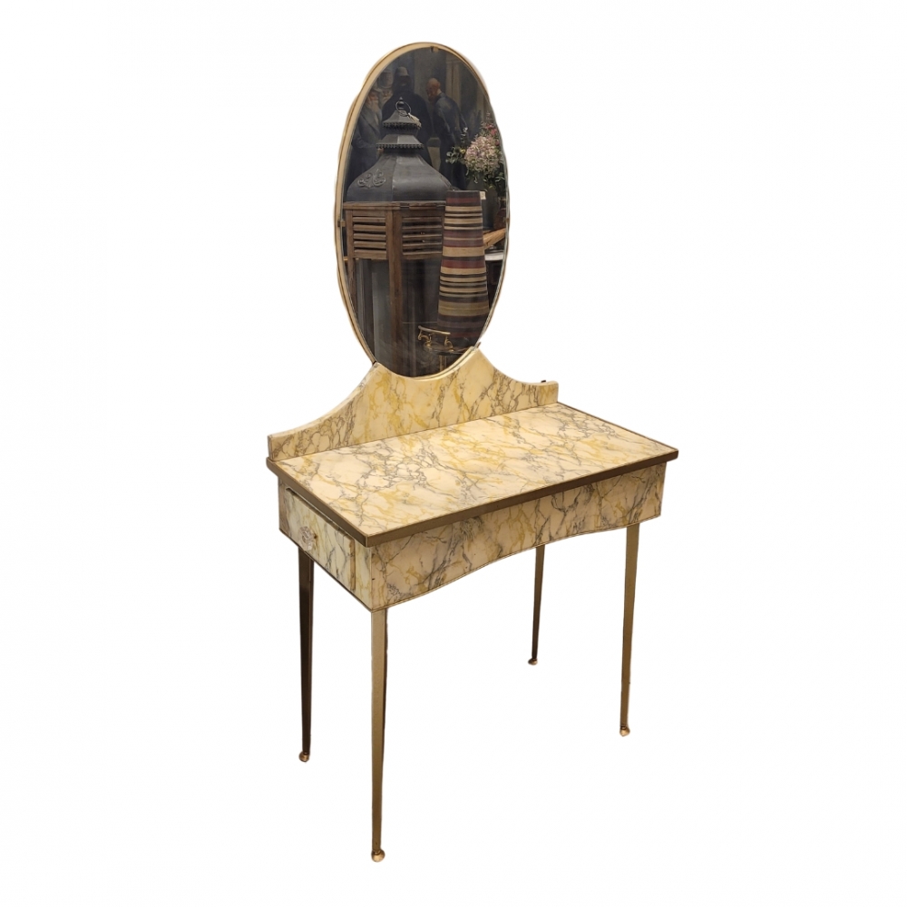 Tocador art déco, pergamino, mid-century, Italia, años 50