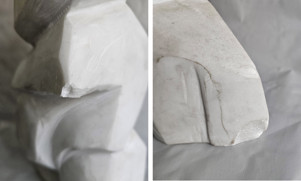 Jorge Peris Serra, escultura original en mármol blanco, \"Hombre\", 1991 