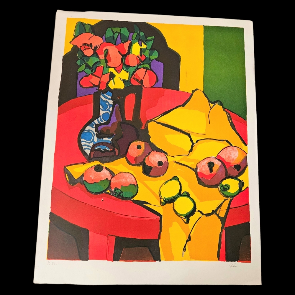 Gernot Kissel, ”Mesa con Frutas”, litografía prueba de artista, 1970 - 1975