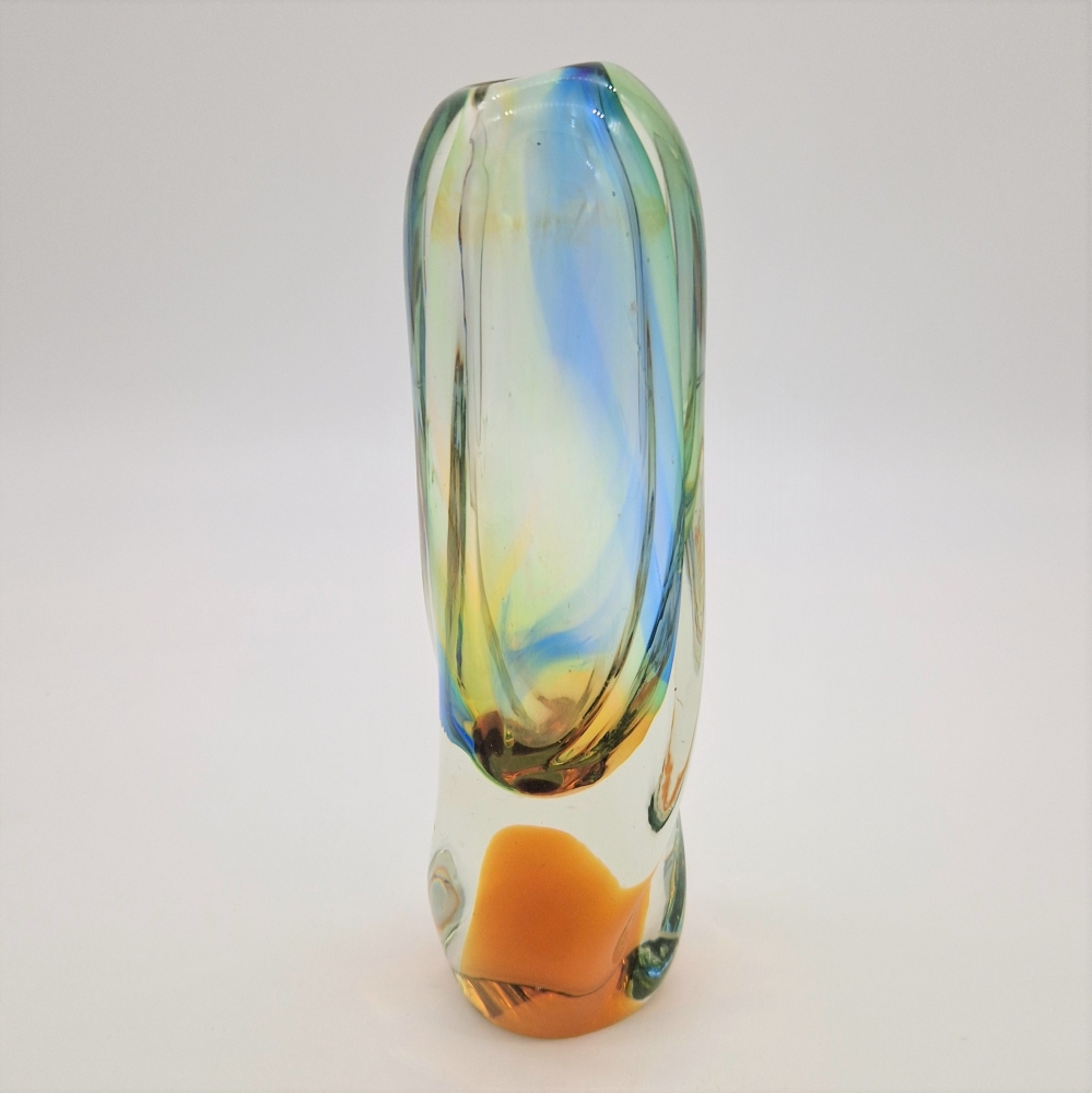 Florero vintage de cristal de Josef Rozinek para Borske Glas, 1960 - 1965
