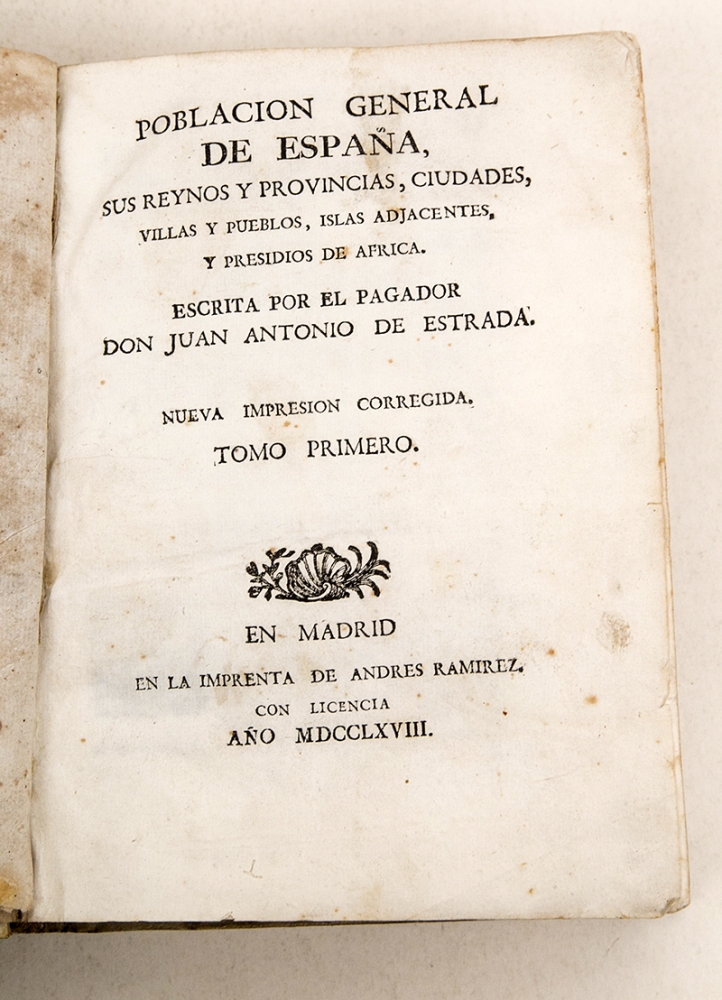 Juan Antonio de Estrada, Población general de España..., 1768
