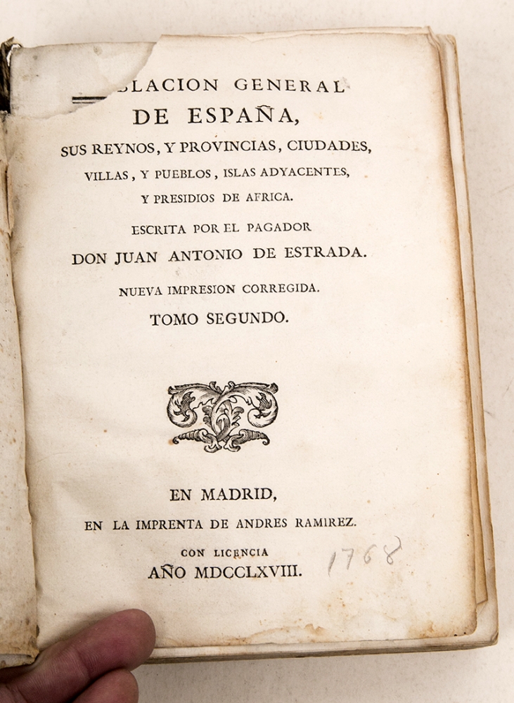 Juan Antonio de Estrada, Población general de España..., 1768