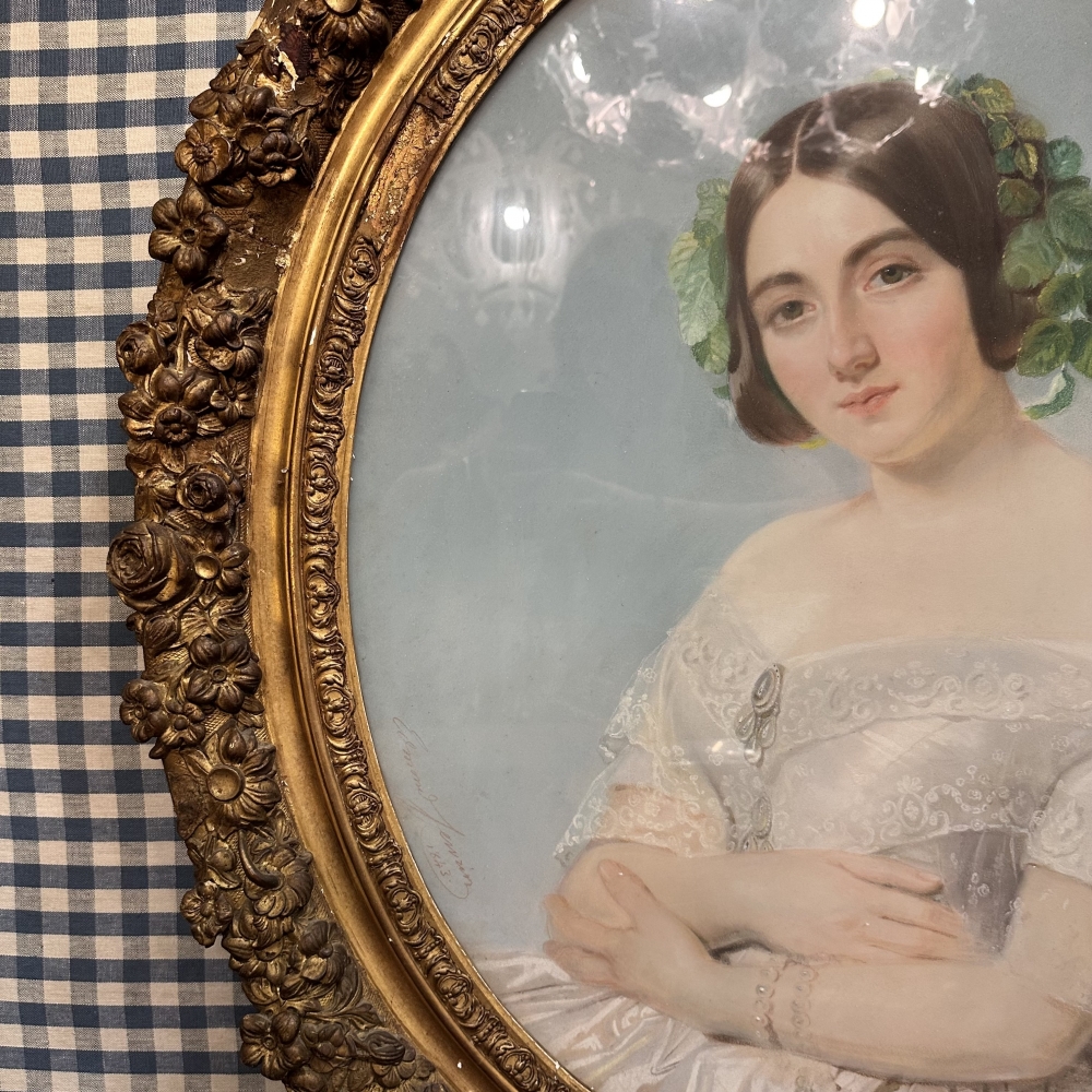 Pastel sobre papel “Retrato joven noble”, firmado Edmond Jewrin, 1843