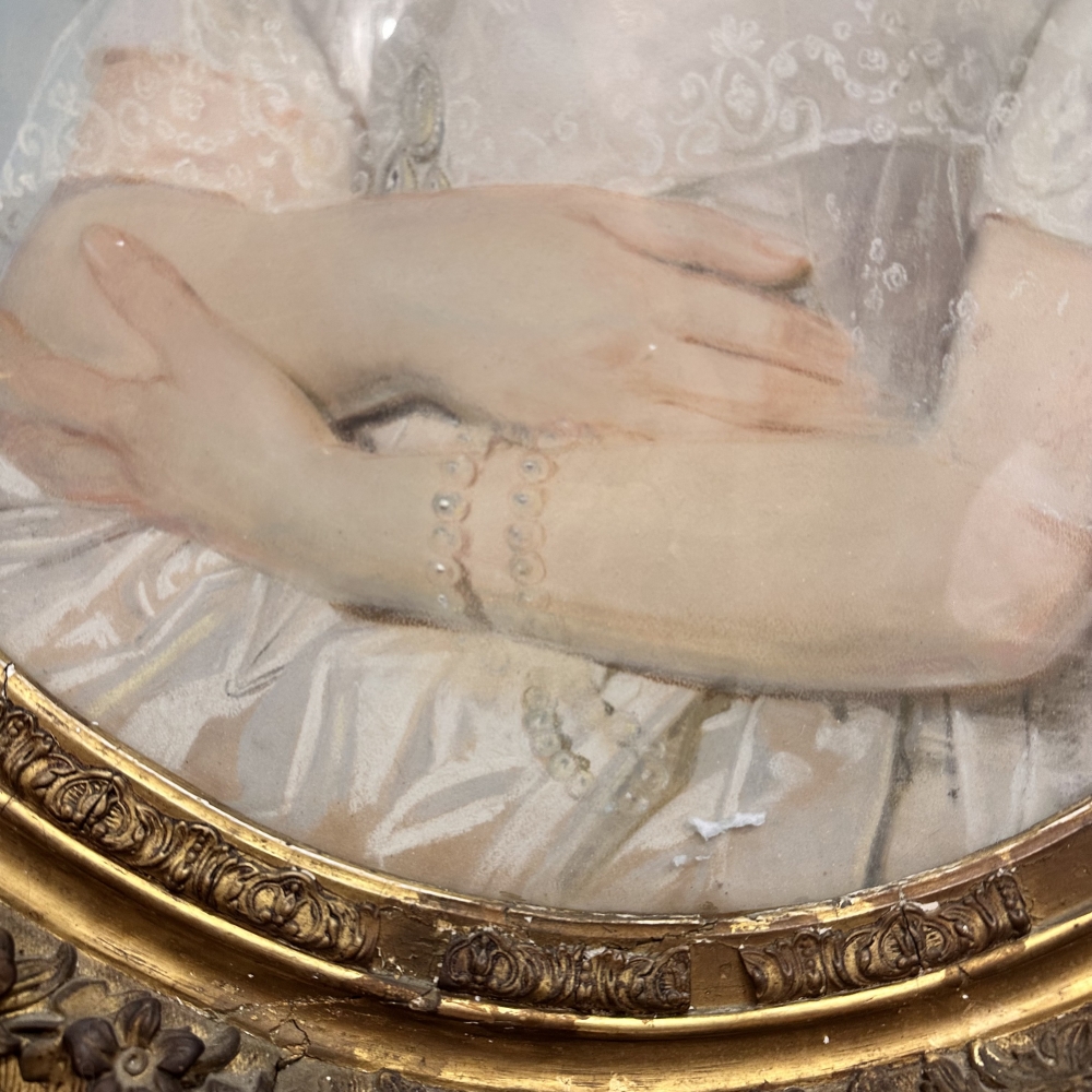 Pastel sobre papel “Retrato joven noble”, firmado Edmond Jewrin, 1843
