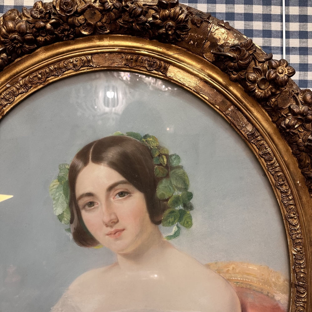 Pastel sobre papel “Retrato joven noble”, firmado Edmond Jewrin, 1843