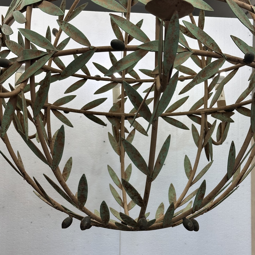 Lámpara globo, hojas de olivo, siguiendo Maison Baguès, Francia, mid-century, años 70