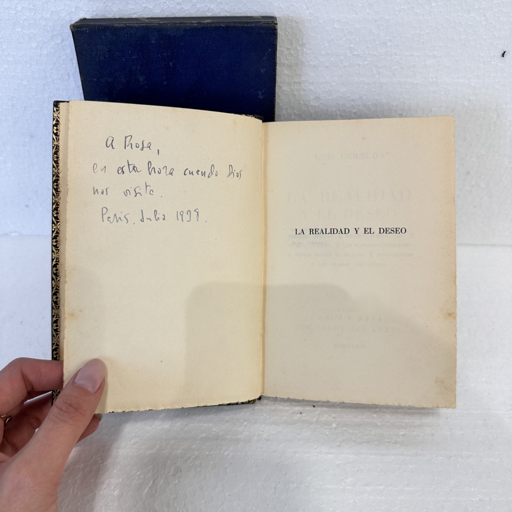 Primera edición “La Realidad y el Deseo”, Luis Cernuda, dedicado a Rosa Chacel, España, 1936
