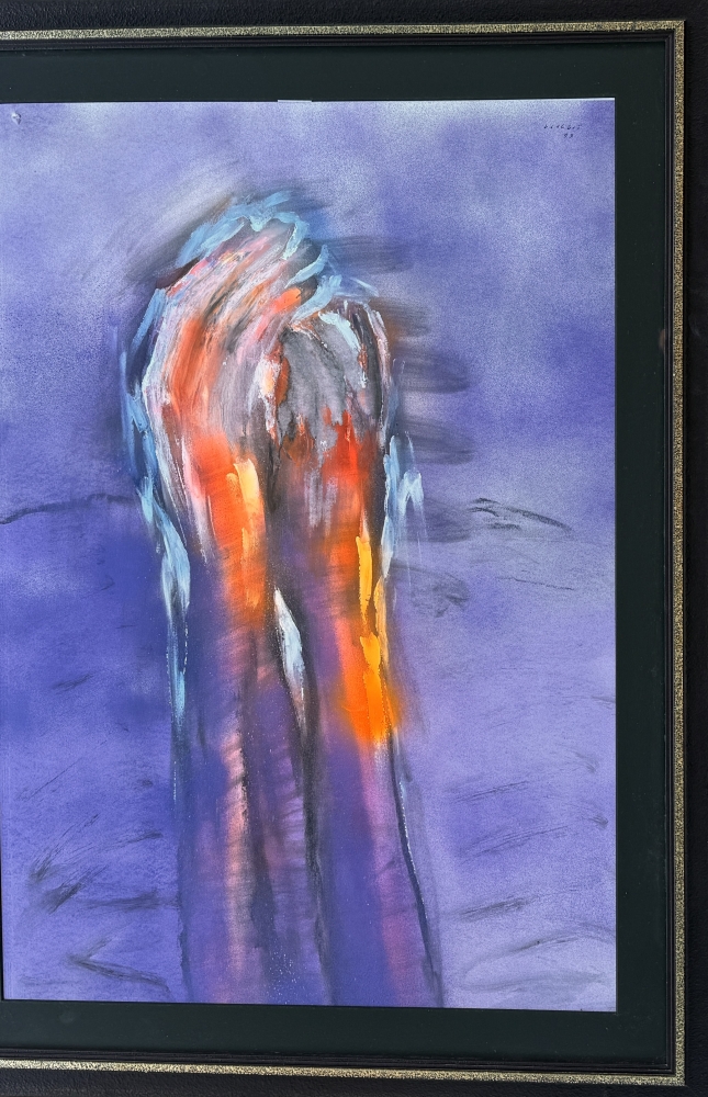 Vicent Calbet Riera, Manos en plegaria, técnica mixta óleo acuarela, 1993