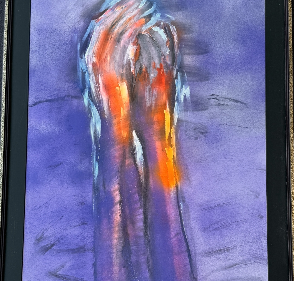 Vicent Calbet Riera, Manos en plegaria, técnica mixta óleo acuarela, 1993