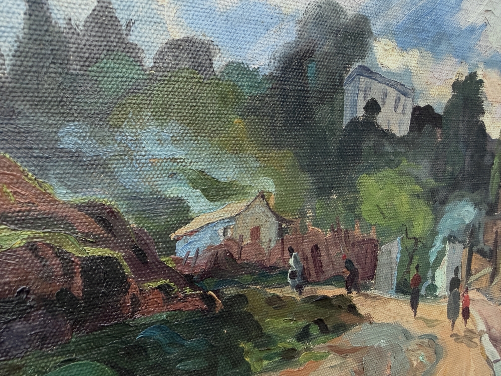 Antoni Llobet Aracil, Paisaje con figuras, óleo sobre lienzo, 1940